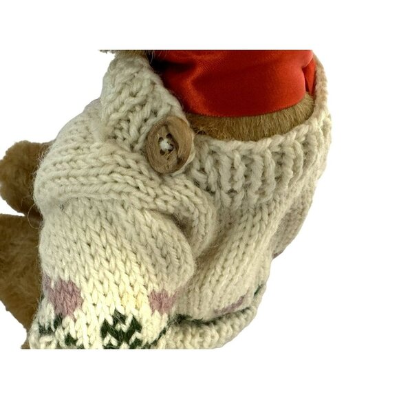 Lexin Posable Golden Bear Wearing Removable Handknit Heart Sweater - Picture 3 of 4
